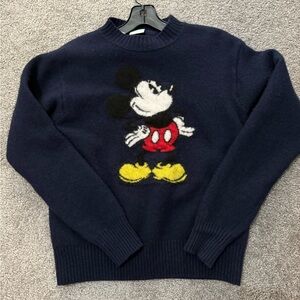 Disney Men's Navy Sweater with Mickey Mouse Design